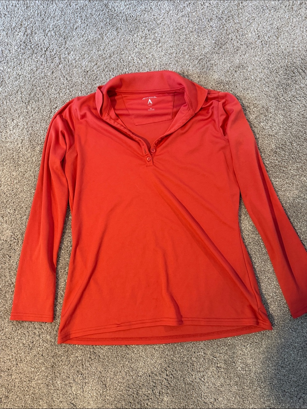 Antigua Red Long-Sleeve Polo Top
